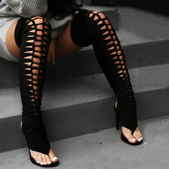 Cape Robbin Shoes - NEW🔥 Thong Over Knee Thigh High Cut-Out Heel Boot